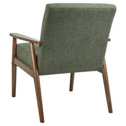 Wyld and Coco Everluxe Green Armchair - Retro Design with Dark Rubberwood Frame - thumbnail 5