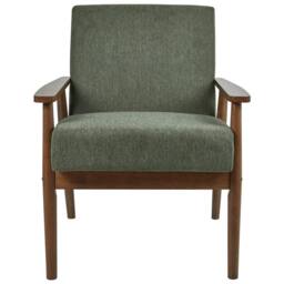 Wyld and Coco Everluxe Green Armchair - Retro Design with Dark Rubberwood Frame - thumbnail 4