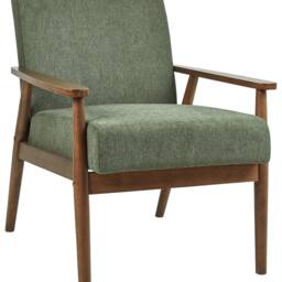 Wyld and Coco Everluxe Green Armchair - Retro Design with Dark Rubberwood Frame - thumbnail 2