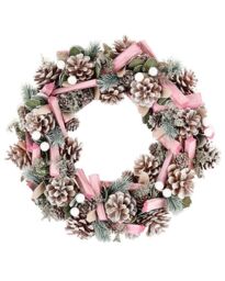 Dibor Pastel Pink Driftwood Xmas Decor Front Door Christmas Wreath 33cm - thumbnail 2