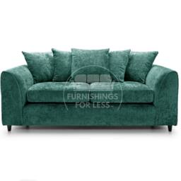Furnishings For Less UK Monaco Chenille Fabric Sofa Set 3 & 2 Seater Sofa Scatter Back Curved Arm in Teal - thumbnail 2