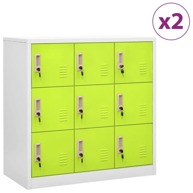 Berkfield Home Locker Cabinets 2 pcs Light Grey & Green 90x45x92.5 cm Steel