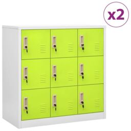 Berkfield Home Locker Cabinets 2 pcs Light Grey & Green 90x45x92.5 cm Steel - thumbnail 1
