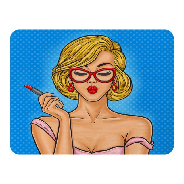 Benjamin Tate Design Pop art illustration woman paints her lips Designer Blanket in Natural - Size: 120 cm x 150 cm - image 1