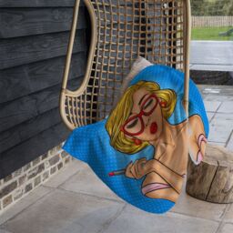Benjamin Tate Design Pop art illustration woman paints her lips Designer Blanket in Natural - Size: 120 cm x 150 cm - thumbnail 3