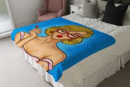 Benjamin Tate Design Pop art illustration woman paints her lips Designer Blanket in Natural - Size: 120 cm x 150 cm - thumbnail 4