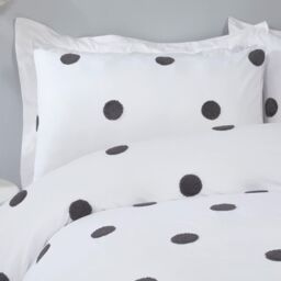 Smart Living Luxury Hotel Quality Tufted Circles Duvet Cover with Pillowcases in White - Size: King - thumbnail 2