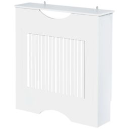 HOMCOM Radiator Cover Heater Cabinet Slatted Worktop Painted MDF in White - thumbnail 2