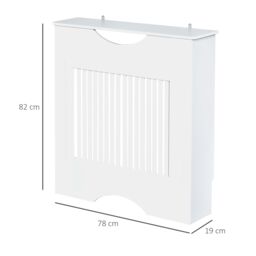 HOMCOM Radiator Cover Heater Cabinet Slatted Worktop Painted MDF in White - thumbnail 3