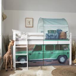 Nöa and Nani Moro Cabin Bed Midsleeper with Safari Tent Package in White - Size: Single - thumbnail 1