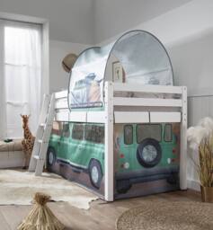 Nöa and Nani Moro Cabin Bed Midsleeper with Safari Tent Package in White - Size: Single - thumbnail 5
