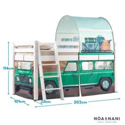Nöa and Nani Moro Cabin Bed Midsleeper with Safari Tent Package in White - Size: Single - thumbnail 7