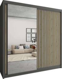 Sliding Wardrobes 4U Sleek Sliding Mirror Wardrobe with LED Various Sizes W203cm x H217cm in Grey - thumbnail 2