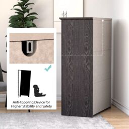 Costway 5 Drawer Dresser Vertical Chest of Drawers Wooden Storage Dresser Organizer in Grey - thumbnail 6