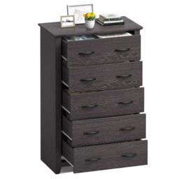 Costway 5 Drawer Dresser Vertical Chest of Drawers Wooden Storage Dresser Organizer in Grey - thumbnail 1