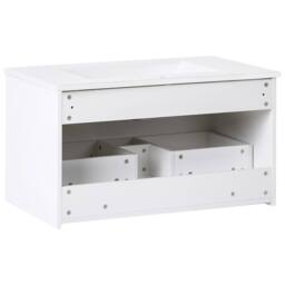 Wyld and Coco 80cm Wall-Mounted Vanity with White Ceramic Basin and Gold Handle - thumbnail 6
