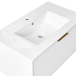 Wyld and Coco 80cm Wall-Mounted Vanity with White Ceramic Basin and Gold Handle - thumbnail 7