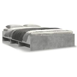 Berkfield Home Bed Frame without Mattress Concrete Grey 135x190cm Engineered Wood - Size: 135x190 cm - thumbnail 2