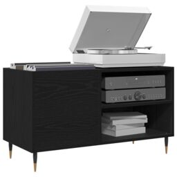 Berkfield Home Record Cabinet Black Oak 84, 5x38x48 cm Engineered Wood - Size: 5 x 38 x 48 cm - thumbnail 3