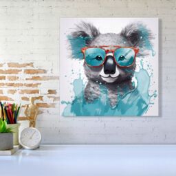 Warren Reed - Designer Splashart Koala In Glasses Canvas - Size: w10 inch x h10 inch - thumbnail 1