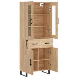 Berkfield Home Highboard Sonoma Oak 69.5x34x180 cm Engineered Wood in Tan - thumbnail 4