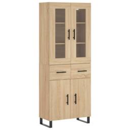 Berkfield Home Highboard Sonoma Oak 69.5x34x180 cm Engineered Wood in Tan - thumbnail 1