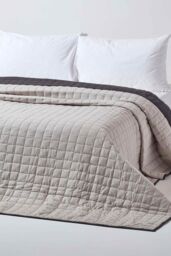 Homescapes Cotton Quilted Reversible Bedspread in Black - Size: Double - thumbnail 4