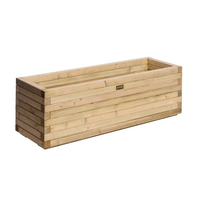 Rowlinsons Premier Patio Trough Planter 1.2m - Timber - L40 x W120 x H37 cm in Light Brown - image 1