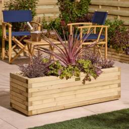 Rowlinsons Premier Patio Trough Planter 1.2m - Timber - L40 x W120 x H37 cm in Light Brown - thumbnail 2