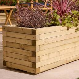 Rowlinsons Premier Patio Trough Planter 1.2m - Timber - L40 x W120 x H37 cm in Light Brown - thumbnail 3