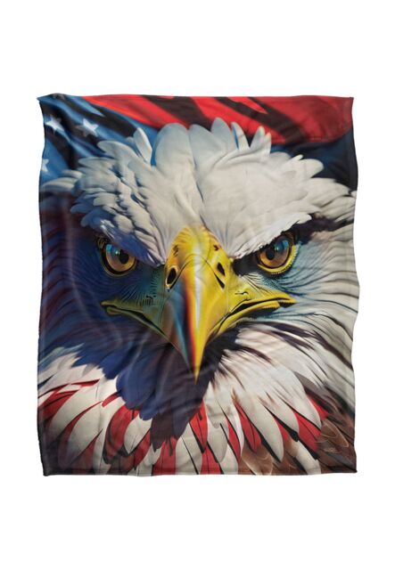 JQ Licensing James Piazza Red, White & Blue Eagle Silky Touch Super Soft Throw Blanket 152 X 127 cm - image 1