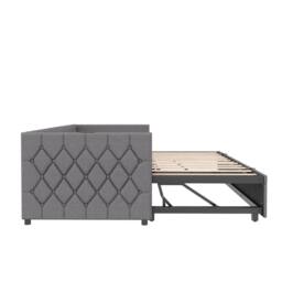 Matteo 3ft Single Upholstered Daybed Sofa Bed with Pull-Out Trundle in Grey - thumbnail 5
