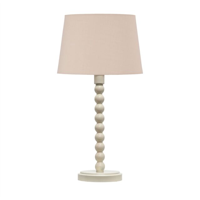 First Choice Lighting Bobbin - Ivory Lamp with Natural Cotton Shade in White - image 1