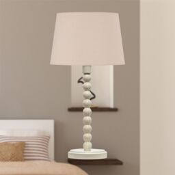First Choice Lighting Bobbin - Ivory Lamp with Natural Cotton Shade in White - thumbnail 5