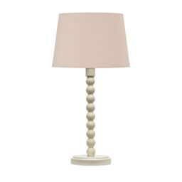 First Choice Lighting Bobbin - Ivory Lamp with Natural Cotton Shade in White - thumbnail 1