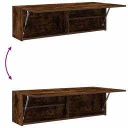Berkfield Home Bathroom Wall Cabinet Smoked Oak 100x25x30 cm Engineered Wood in Brown - Size: 100 x 25 x 30 cm - thumbnail 9