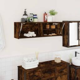Berkfield Home Bathroom Wall Cabinet Smoked Oak 100x25x30 cm Engineered Wood in Brown - Size: 100 x 25 x 30 cm