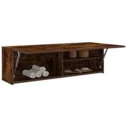 Berkfield Home Bathroom Wall Cabinet Smoked Oak 100x25x30 cm Engineered Wood in Brown - Size: 100 x 25 x 30 cm - thumbnail 4