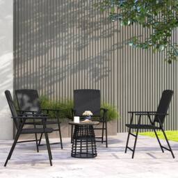 EONLION 2pcs Folding Garden Chair Rattan Set in Black - Size: 100 cm - thumbnail 1