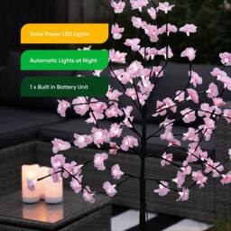 Gardenwize Solar Powered Blossom Tree with 100 White LED lights in Light Pink - thumbnail 6