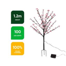 Gardenwize Solar Powered Blossom Tree with 100 White LED lights in Light Pink - thumbnail 2