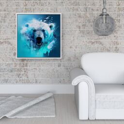 Warren Reed - Designer Polar Bear Face Splashart Framed Canvas in Off-White - Size: w40 inch x h40 inch - thumbnail 2