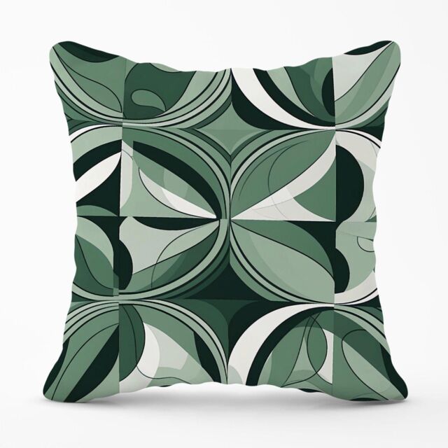 Warren Reed - Designer Geometric Green Black Outdoor Cushion - Size: 60 cm x 60 cm - image 1