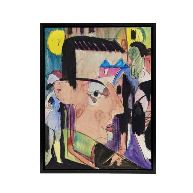 "Artery8 Abstract Self Portrait Ernst Ludwig Kirchner Black Framed Canvas Art - Size: W12"" x H16""" - image 1