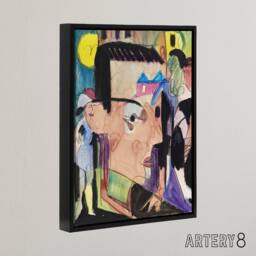 "Artery8 Abstract Self Portrait Ernst Ludwig Kirchner Black Framed Canvas Art - Size: W12"" x H16""" - thumbnail 2