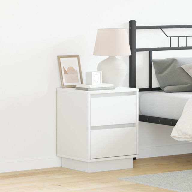 Berkfield Home Bedside Cabinets with LED Lights 2 pcs White 39x34.5x50 cm - image 1