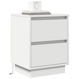 Berkfield Home Bedside Cabinets with LED Lights 2 pcs White 39x34.5x50 cm - thumbnail 3