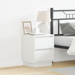 Berkfield Home Bedside Cabinets with LED Lights 2 pcs White 39x34.5x50 cm - thumbnail 1