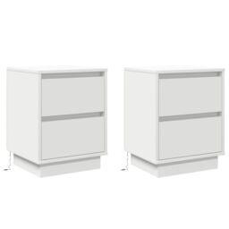 Berkfield Home Bedside Cabinets with LED Lights 2 pcs White 39x34.5x50 cm - thumbnail 2