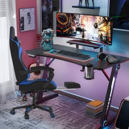 Alivio Ergonomic Gaming Chair with Massage Lumbar Cushion in Blue - thumbnail 4